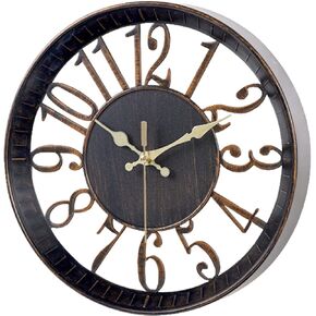 Vintage Wall Clock 12 Inch, Round Wall Clocks Battery Operated, Quartz Silent Non Ticking Digital Clock Modern Hollow Simple Decorative Clock for Home Office School Kitchen Bedroom (White)