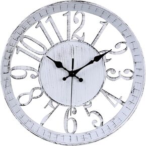 Vintage Wall Clock 12 Inch, Round Wall Clocks Battery Operated, Quartz Silent Non Ticking Digital Clock Modern Hollow Simple Decorative Clock for Home Office School Kitchen Bedroom (White) in Saudi Arabia