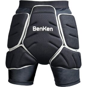 BenKen Protective Padded Shorts, SBR 3D EVA Impact Protective Gear for Snowboard Skate and Ski Cycling Underwear Shorts Black