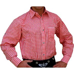 قميص Lederhosen، قميص مهرجان أكتوبر، قميص ألماني تقليدي أحمر/أبيض