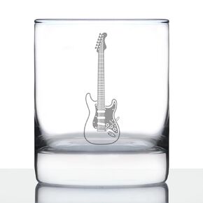 Electric Guitar Rocks Glass - Music Gifts for Guitar Players, Teachers and Musical Accessories for Musicians that Play Guitar - 10.25 Oz Glasses