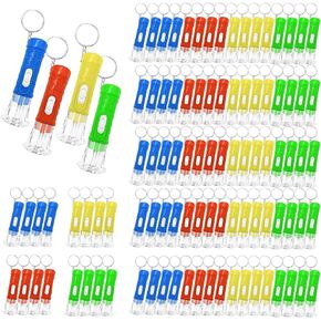 100 Pieces Mini Flashlight Keychain Bulk for decor, Assorted Colors Torch Keyring Flashlights LED Keychain Flashlights Small Keychain Light Hiking Camping Halloween Party Favors Goody Bag Stuffers