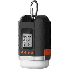 LOBKIN LED Rechargeable Camping Lantern 15600mAh - Portable Emergency Camping Tent Lights Hurricane Lanterns with 5 Light Modes Time and Temperature Display for Power Outages Outdoor and Home