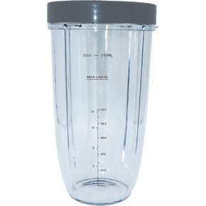 Blendin Replacement 32 Ounce Extra Large Cup Jar with Comfort Lip Ring, Compatible with Nutribullet 600W, 900W, NB-101B, NB-101S, NB-201, NBR-0601, NBR-1201, NB9-1301, 900 Pro Series Blenders