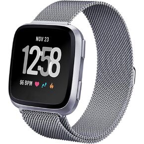 Cone Metal Band Compatible with Fitbit Versa 2 Bands, Stainless Steel Mesh Loop Adjustable Wristband Replacement Strap for Fitbit Versa 2/Fitbit Versa/Versa Lite Fitness Tracker（Large，Small）