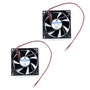 JZK 2PCS 80x80x25mm 2pin DC 12V Small Cooling Fan with Wires, 8025 Cooling Fan 80mm, 8cm DC brushless Fan 12V, PC Computer case Fan, 3D Printer Fan with Cable