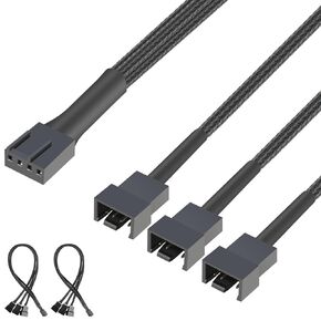 J&D 4 Pin PWM Splitter Cable, PWM Fan Controllers Splitter Compatible with 3-Pin/4-Pin PC Case Fans Motherboards Fan Splitter, 2 Pack, 12.8 inch