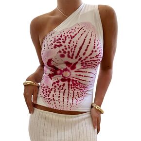 Y2K Spaghetti Strap Crop Top Vintage Floral Aesthetic Cami Tank Tops Teen Cute Summer Trendy Scoop Neck Going Out Tops