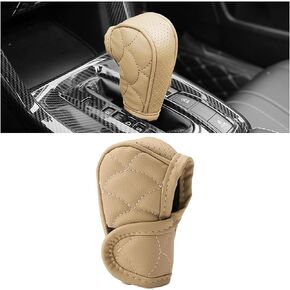 Car Gear Shift Cover, Waterproof PU Leather Manual/Automatic Automotive Gear Stick Shift Knob Rod Dust Cover Protector with Velcro, Vehicle Interior Accessories