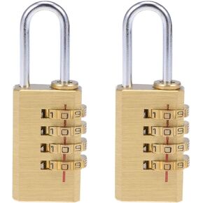 uxcell 4 Digit Combination Padlock, 3mm Shackle 21mm Body Width, Brass Lock(Pack of 2) Fence Gate Gym Locker Lock for Travel Outdoor