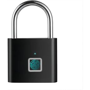 Fingerprint Lock, Fingerprint Padlock, Smart Padlock, Locker Locks, Smart Lock with USB Rechageable, Suitable for Gym Locker, School, Sports, Storage (Black)