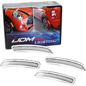 iJDMTOY Clear Lens Amber/Red Full LED Side Marker Light Kit Compatible With Gen3 MINI Cooper F55 F56 F57, Powered by Total 160-SMD LED, Replace OEM Sidemarker Lamps