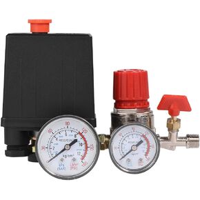 Air Compressor Pressure Control Switch Pressure Switch Manifold Regulator with Pressure Regulator Gauges Relief Safety Valve Fittings Set