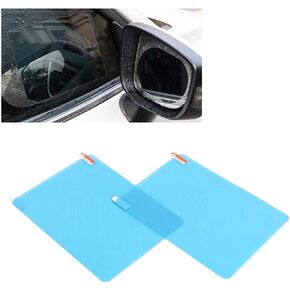 Qiilu 2 Pieces Car Rearview Mirror Film, Rainproof Waterproof Mirror Film Anti Fog Film Blind Spot Mirror for Cars SUV Trucks BUS Rectangle 150 x 200mm