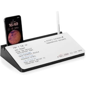 Glass Desktop Whiteboard with Storage 12"x6.5", Glass Whiteboard Desk Dry Erase Board w. 2 Markers,1 Eraser Monitor Mono Board, Desk Buddy, Office Desk Accessories, Work from Home Essentials