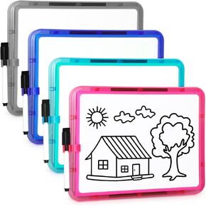 Small Dry Erase Board, Small White Board, Magnetic Whiteboard, Small Whiteboard - 8.5" X 11" - White Board for Refrigerator, for Kids, Students, Mini Dry Erase Board with Dry Erase Marker (4 Pack)