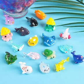 Mini Ocean Figurines,36pcs Tiny Resin Trinkets for Kids Fish Tank Decorations Birthday Party Favor Garden Fairy Accessory