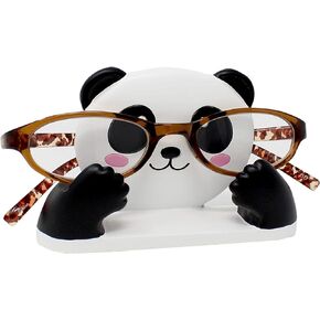 Fun Animal Eyeglass Holder Stand for Kids Women - Securely Hold Kids Eyeglasses, Adult Reading Glasses like Glasses Organizer for Desk, Bedside Nightstand - Panda
