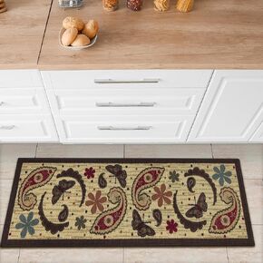 Ottomanson Ottohome Collection Non-Slip Rubberback Paisley Design 3x5 Indoor Runner Rug, 3'3" x 5', Beige