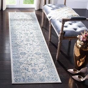 SAFAVIEH Brentwood Collection 2' x 4' Light Grey/Blue BNT854G Oriental Floral Scroll Non-Shedding Living Room Bedroom Accent Rug