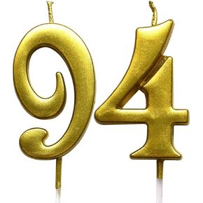 MAGJUCHE Gold 94th Birthday Numeral Candle, Number 94 Cake Topper Candles Party Decoration for Women or Men