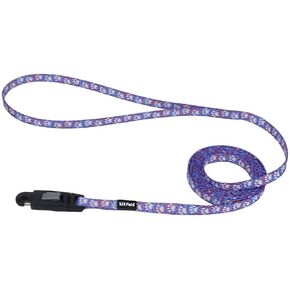 Coastal - Li’l Pals Patterned Dog Leash with E-Z Snap - Snap onto Dog Collars and Harnesses - Light Blue Paw - 3/8" x 6’