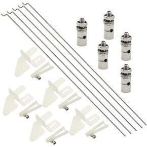 WMYCONGCONG 15 PCS Nylon Control Horns 21x11 mm + Pushrod Connector Linkage Stopper 1.3mm + 1.2 x 210mm Steel Pushrods Parts for RC Airplane Plane