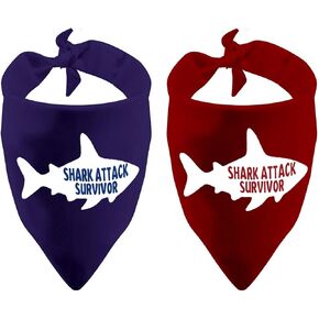 2 Pack Funny Dog Bandana Shark Attack Survivor Dog Bandana (Shark Attack Survivor 2 Pack)
