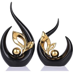 Yellow Home Decor, Abstract Ceramic Statues Set of 2, Now Decorating Centerpieces, Console, Shelf, Dining Table Centerpieces, Entry Table Decor Aesthetics