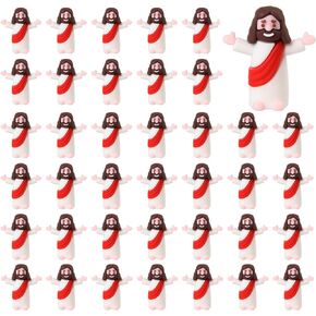 30 Pcs Little Jesus Figurine Miniature Jesus Doll Tiny Jesus Figurine to Hide and Seek Classic Religious Gifts Christ Savior Jesus for Sunday Easter Eggs Stuffers Baptism Gift (30, Red)