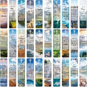 120 Pieces Bible Verses Bookmarks with Hollow Cross for Women Scripture Bookmarks Christian Book Markers for Women Men Church Gifts Supplies (Wood Flower)