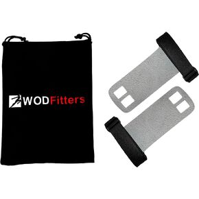 WODFitters Textured Leather Hand Grips for Cross Training, Kettlebells, Powerlifting, Chin Ups, Pull Ups, WODs & Gymnastics – with Grips Storage Pouch