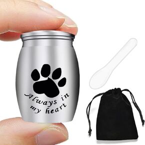 Keepsake Urn,Dog Container for Ashes,Dog Paw Cremation Urns Dog Mini Urn for Pet Ashes,316L Stainless Steel 1.58inch Metal Decorative Urns (Stainless Steel)