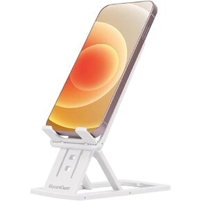 Cell Phone and Tablet Stand for Desk, Slim and Fully Foldable with Adjustable Angle and Height, Sturdy and Lightweight with Silicone Surface, Stylish and Easy to Use, Phones, Tablets