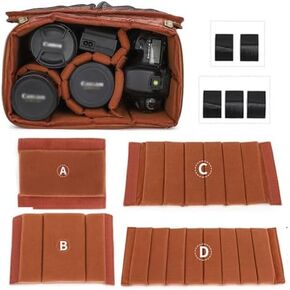 4-Pack Camera Bag Case Insert Partition Divider Separator Pad Protective Lens Camera Bag Dividers Inserts Compatible with Canon Sony etc...
