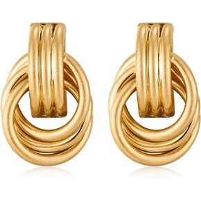 Gold Earrings For Women Two Tone Statement Earrings chunky gold Earrings Exquisite Jewelry Gift For Women Girls