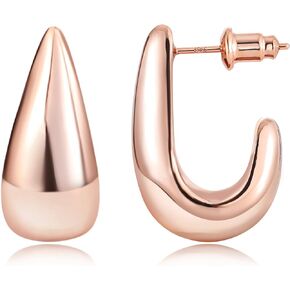 Gacimy Dome Hoop Earrings for Women, 14K Gold Plated Chunky Earrings with 925 Sterling Silver Post, 23mm
