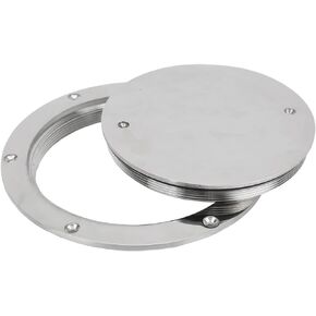 KIMISS Deck Plate, 6in Deck Plate Hatch Cover Round 316 Stainless Steel Waterproof Anti Slip Mirror Polished Surface