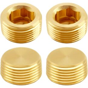 8PCS Brass 1/8 Inch NPT Plug Inter Hex 1/8" NPT Male Thread Socket Pipe End Plugs Fitting for Water/Oil/Gas