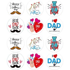 WhatSign 36Pcs Happy Father's Day Stickers 1.5" Fathers Day Gift Tags Stickers Fathers Day Labels Present Stickers for Envelope Seal Cards Boxes Gift Wrap Fathers Day Party Favors Decorations Supplies