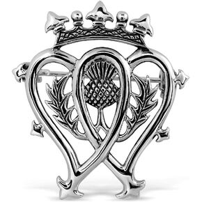 WithLoveSilver 925 Sterling Silver Classic Scottish Style Luckenbooth and Thistle Brooch Pin