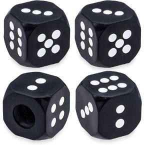 4PCS Plastic Dice Tire Valve Stem Caps, Leak-Proof Air Protection, with O-Ring Rubber Seal, Universal Tyre Valve Dust Caps for Cars, SUV, Trucks, Bikes, Motorcycles, Bicycles(Silver)