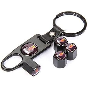Black Car Wheel Tire Valve Caps Tyre Stem Air Caps Keychain Styling For SAAB