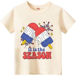 Kids Boys American Flag Shirts 4th of July T-Shirt Toddler Girls Cotton Patriotic Tops Tee Independence Day Clothes