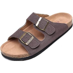 Men's Comfort Sandals with Two Adjustable Straps and Buckles, Fashionable Beach and Casual Slippers,Cork Footbed Sandals for Men
