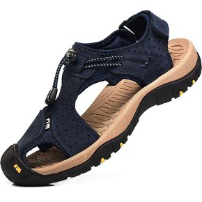 Men's Closed Toe Walking Fastening Trekking Sport Shoes Suede Leather Sandals