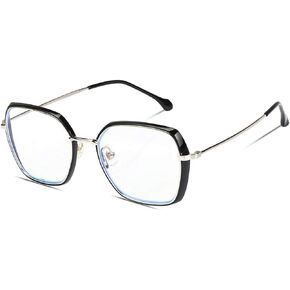 DUCO Retro Square Blue Light Glasses for Women Oversized Blue Ray Blocking Glasses Computer Glasses Teens Fashion Eyeglasses Balck W020