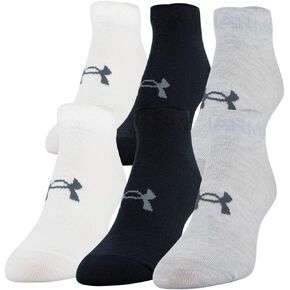 Under Armour Women's Essential Low Cut Socks 6 Pack (Grey(1357222-014)/White, Medium)
