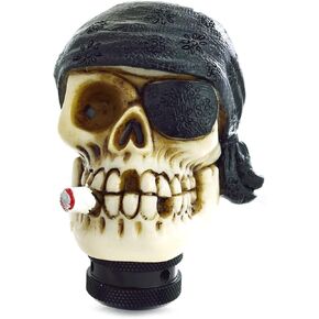 Lunsom Pirate Skull Stick Gear Knob, Stick Shifter Handle One-Eyed Style Transmission Head Shifter Lever Handle Fit Most Automatic Manual Vehicle(Black)