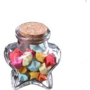 RCFINE Mini Bottle with Origami Stars Glass Wishing Bottle Stars Shape Clear Glass Jars for DIY Crafts Wedding Valentine’s Day Chirstmas Party Favors (800ml)
